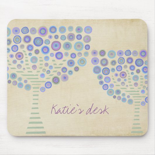 Tapis De Souris Nom personnel Mousepad de bureau d'arbres de cercl (Devant)