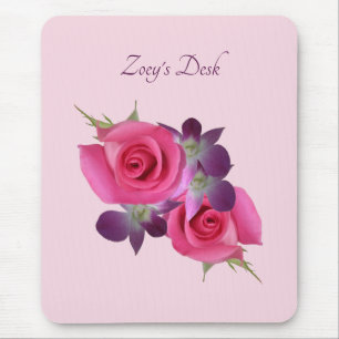 Tapis de souris Nom Rose Rose Violette Orchidée