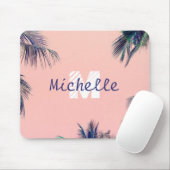 Tapis De Souris Nom rose tropicale et Mousepad initial (Avec souris)