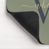 Tapis De Souris Nom simple du monogramme et vert d'olive initial (Coin)