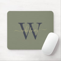 Nom simple du monogramme et vert d'olive initial