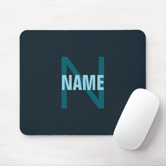 Tapis De Souris Nom simple en gras personnalisable en monogramme (Avec souris)