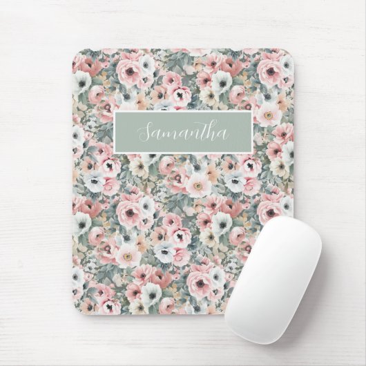 Tapis De Souris Nom végétal rose (Avec souris)