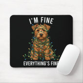 Tapis De Souris Norfolk Terrier Christmas I'm Fine Everything Is F (Avec souris)