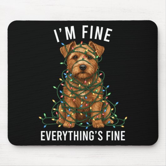 Tapis De Souris Norfolk Terrier Christmas I'm Fine Everything Is F (Devant)