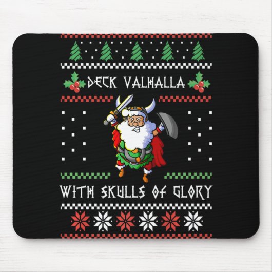 Tapis De Souris Norse Xmas Christmas Viking Deck Vhalla With Skull (Devant)