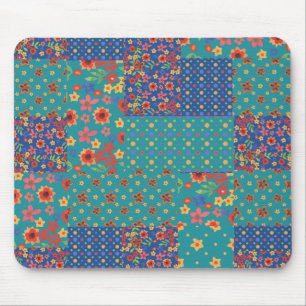 Tapis De Souris Nostalgique Faux Patchwork Motifs Mousepad