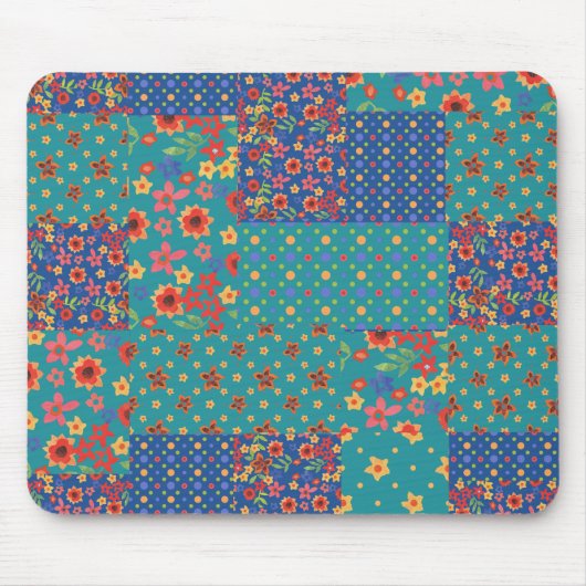 Tapis De Souris Nostalgique Faux Patchwork Motifs Mousepad (Devant)