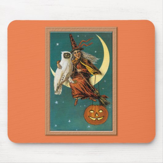 Tapis De Souris Nostalgy Halloween Witch & Owl (Devant)