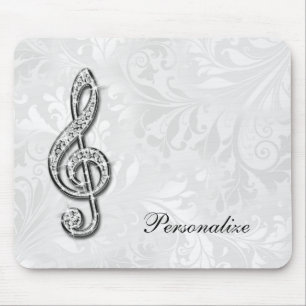 Tapis De Souris Note de musique en diamant personnalisée sur damas