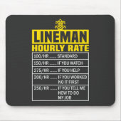 Tapis De Souris Note horaire drôle Lineman Black Mousepad (Devant)
