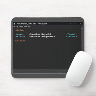 Tapis De Souris Notepad Format Programmeordinateur Mode foncé Code