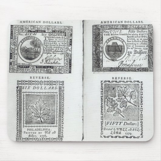 Tapis De Souris Notes de la devise continentale (Devant)