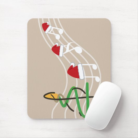 Tapis De Souris Notes de musique de Noël Santa Hat Treble Clef (Avec souris)