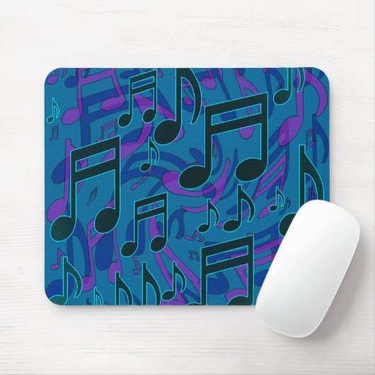 Tapis De Souris Notes de Musique Motif Musical Bleu Violet (Avec souris)