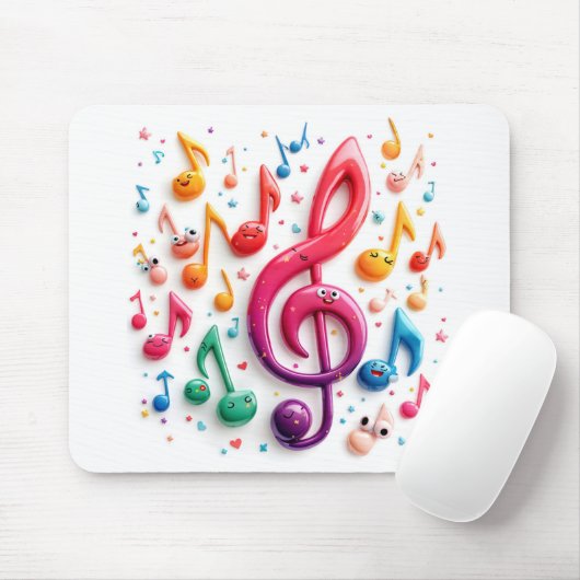 Tapis De Souris Notes musicales Arc-en-ciel avec globes oculaires (Avec souris)