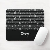Tapis De Souris Notes musicales blanches en noir (Avec souris)