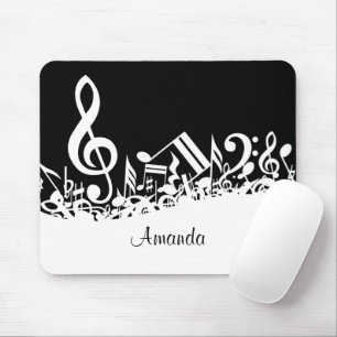 Tapis De Souris Notes musicales brouillées blanches personnalisé