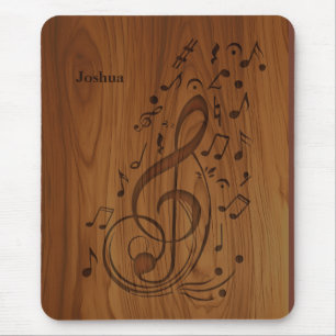 Tapis De Souris Notes musicales de Clé Débossé 3D sur le bois