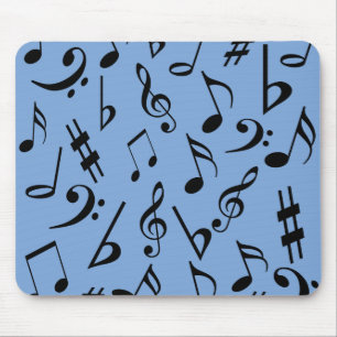 Tapis De Souris Notes musicales Mousepad - Ciel bleu et noir