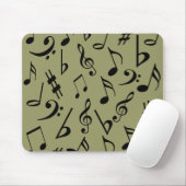 Tapis De Souris Notes musicales Mousepad - Vert olive pâle (Avec souris)