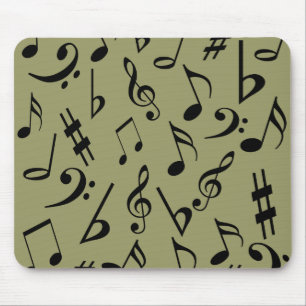 Tapis De Souris Notes musicales Mousepad - Vert olive pâle