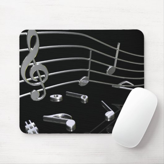 Tapis De Souris Notes, musique, noir. Mousepad (Avec souris)