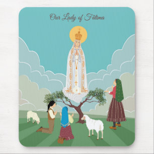 Tapis De Souris Notre-Dame de Fatima et les trois bergers