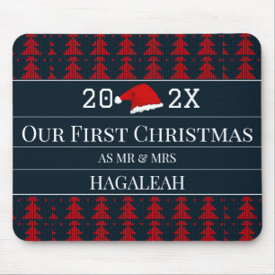 Tapis De Souris Notre premier Noël en tant que M. et Mme Couple Ne