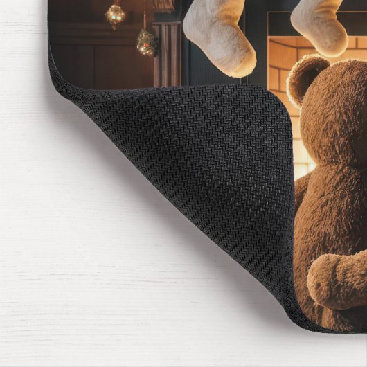 Tapis De Souris Nounours Devant Une Cheminée De Noël (Coin)