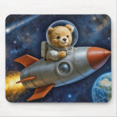 Tapis De Souris Nounours volant dans une fusée (Devant)