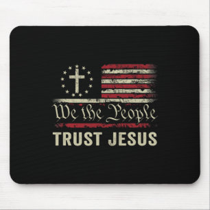 Tapis De Souris Nous Le Peuple Faire Confiance Jésus - Drapeau Usa