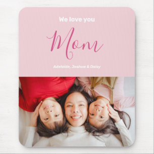 Tapis De Souris Nous t'aimons Maman Pink Minimaliste Photo