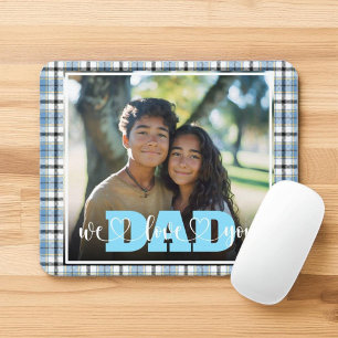 Tapis De Souris Nous t'aimons Papa Bleu Plaid Photo personnalisée