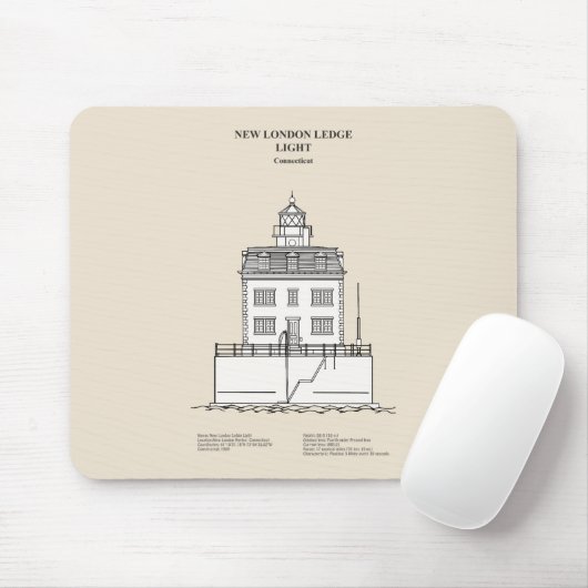 Tapis De Souris Nouveau phare London Ledge - Connecticut - SBD (Avec souris)