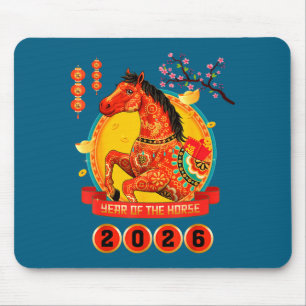 Tapis De Souris Nouvel An chinois 2026 Année du Cheval Happy Luna