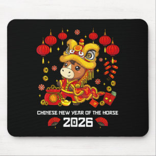 Tapis De Souris Nouvel An Chinois du Cheval 2026 Danse du Lion Mig