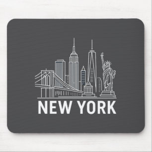 Tapis De Souris Nouvelle ligne blanche de l'horizon de New York av