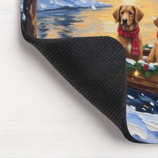 Tapis De Souris Nova Scotia Duck Tolling Retriever Christmas Boat (Coin)