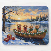 Tapis De Souris Nova Scotia Duck Tolling Retriever Christmas Boat  (Devant)