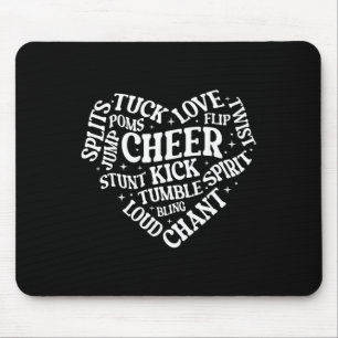 Tapis De Souris Nuage de mots de coeur de cheerleading Tuck Amour 