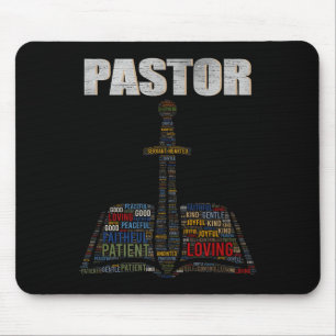 Tapis De Souris Nuage de mots du ministre chrétien Église Pasteur