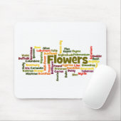 Tapis de souris nuage de mots fleurs (Avec souris)