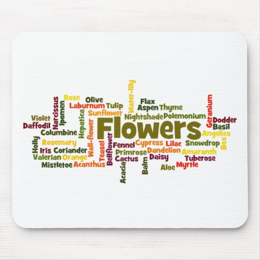Tapis de souris nuage de mots fleurs (Devant)