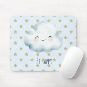 Tapis De Souris Nuage Étoiles Dorées Blue Be Happy