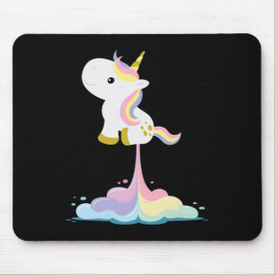 Tapis De Souris Nuages arc-en-ciel de la fusée Unicorn