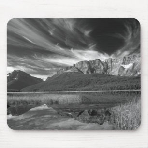 Tapis De Souris Nuages cirrus au-dessus du lac Waterfowl, Banff