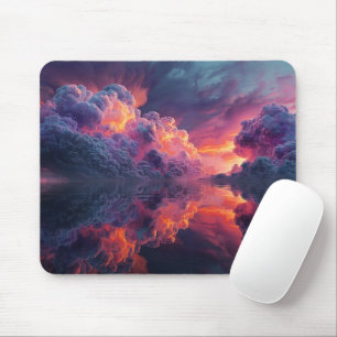 Tapis De Souris Nuages de coucher de soleil surréalistes réfléchis