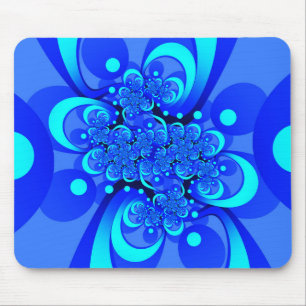 Tapis De Souris Nuances de bleu Art fractal abstrait moderne