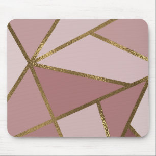 Tapis De Souris Nuances de rose mauve et bronze doré géométrique G